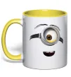 Чашка з кольоровою ручкою Міньйон обличчя Лимонний фото