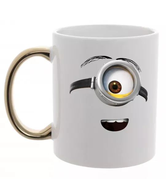 Чашка з кольоровою ручкою Міньйон обличчя Золото фото