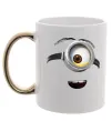 Чашка з кольоровою ручкою Міньйон обличчя Золото фото