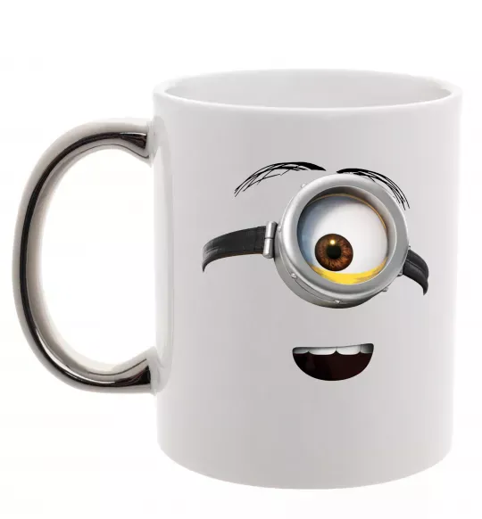 Чашка з кольоровою ручкою Міньйон обличчя Срібло фото