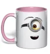 Чашка з кольоровою ручкою Міньйон обличчя Ніжно рожевий фото