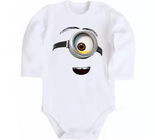 Дитячий бодік Міньйон обличчя Білий фото