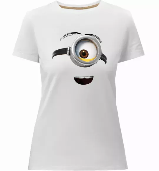 Женская премиум футболка Міньйон обличчя Белый фото
