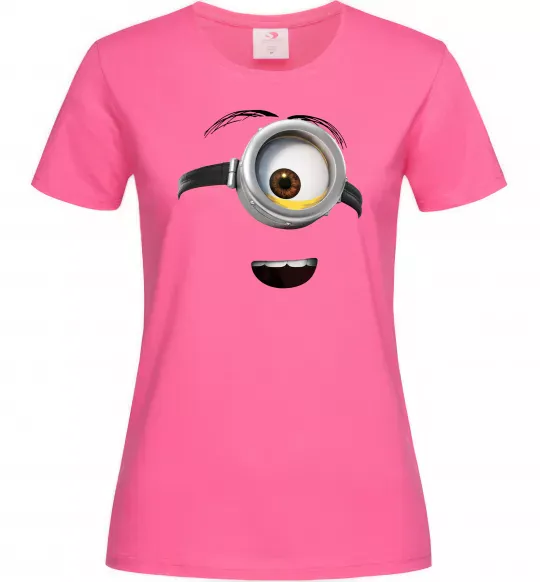 Жіноча футболка Міньйон обличчя Яскраво-рожевий фото