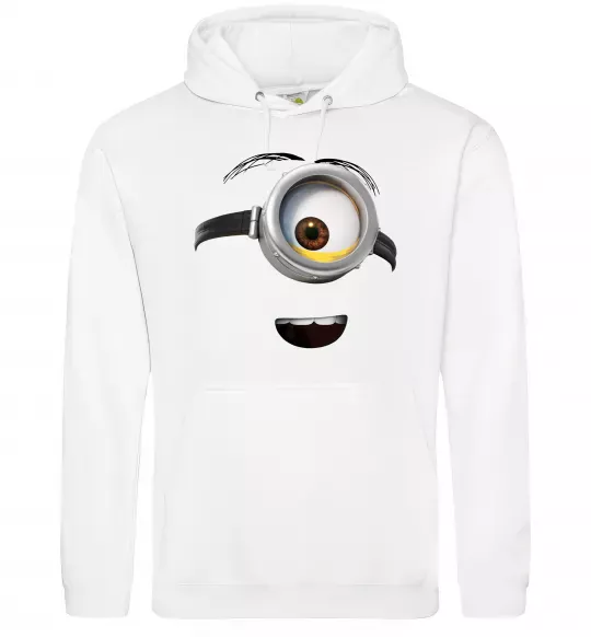 Мужская толстовка (худи) Міньйон обличчя Белый фото