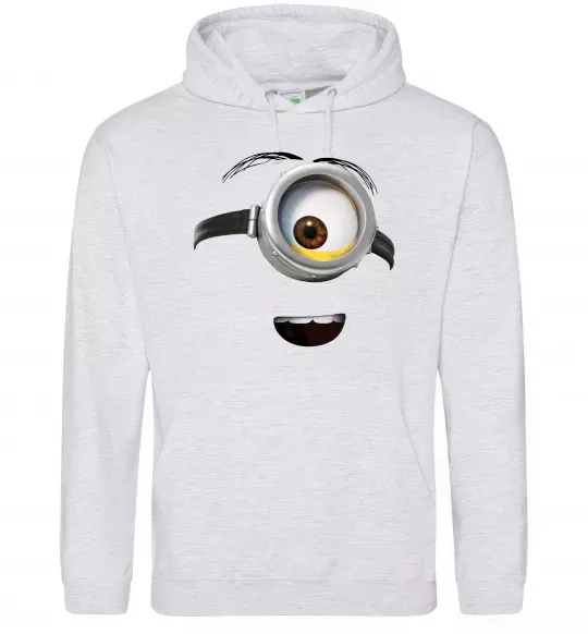 Мужская толстовка (худи) Міньйон обличчя Серый меланж фото
