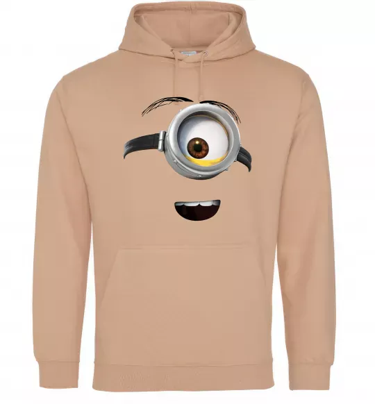Мужская толстовка (худи) Міньйон обличчя Песочный фото