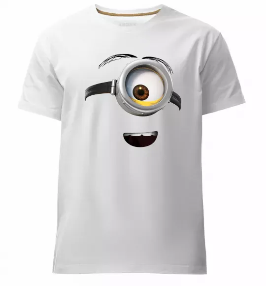 Мужская премиум футболка Міньйон обличчя Белый фото