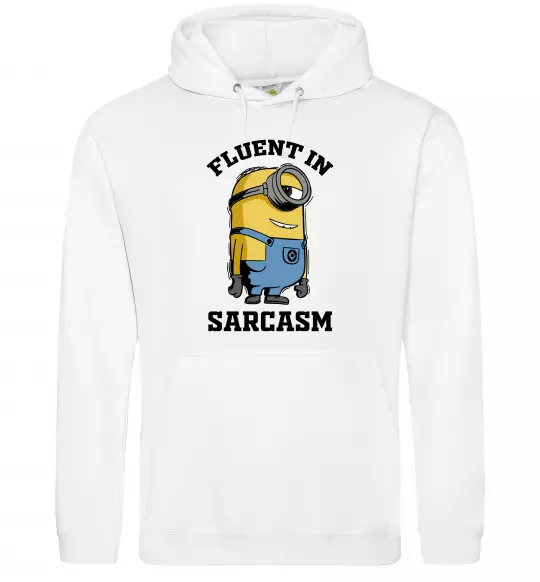 Мужская толстовка (худи) Fluent in sarcasm Белый фото