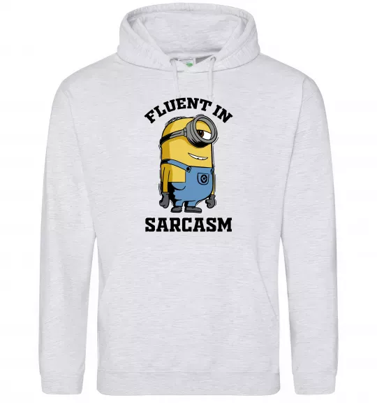 Мужская толстовка (худи) Fluent in sarcasm Серый меланж фото