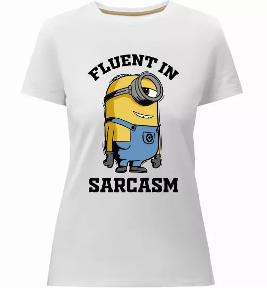 Жіноча преміум футболка Fluent in sarcasm Білий фото