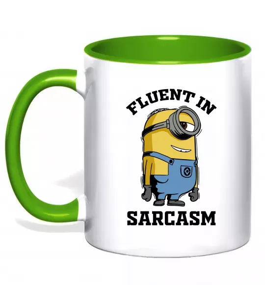 Чашка з кольоровою ручкою Fluent in sarcasm Зелений фото