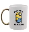Чашка з кольоровою ручкою Fluent in sarcasm Золото фото
