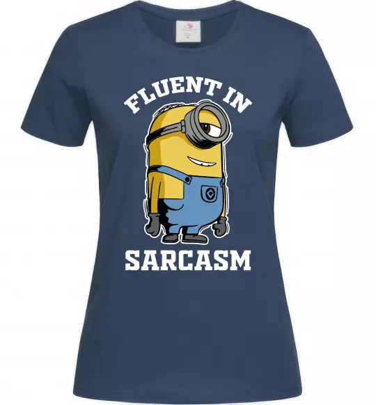 Жіноча футболка Fluent in sarcasm Темно-синій фото
