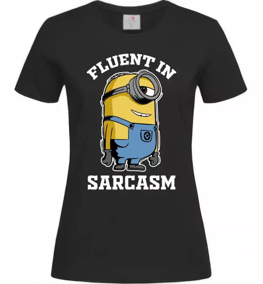 Жіноча футболка Fluent in sarcasm Чорний фото