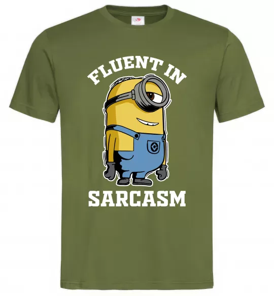 Чоловіча футболка Fluent in sarcasm Оливковий фото