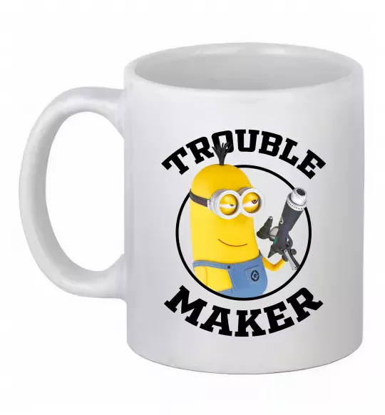 Чашка керамічна Trouble maker minion Білий фото