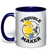 Чашка з кольоровою ручкою Trouble maker minion Глибокий темно-синій Чашка з кольоровою ручкою Trouble maker minion Глибокий темно-синій фото