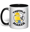 Чашка з кольоровою ручкою Trouble maker minion Чорний Чашка з кольоровою ручкою Trouble maker minion Чорний фото