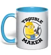 Чашка з кольоровою ручкою Trouble maker minion Блакитний Чашка з кольоровою ручкою Trouble maker minion Блакитний фото