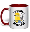 Чашка з кольоровою ручкою Trouble maker minion Червоний Чашка з кольоровою ручкою Trouble maker minion Червоний фото