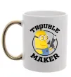 Чашка з кольоровою ручкою Trouble maker minion Золото Чашка з кольоровою ручкою Trouble maker minion Золото фото