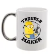 Чашка з кольоровою ручкою Trouble maker minion Срібло Чашка з кольоровою ручкою Trouble maker minion Срібло фото
