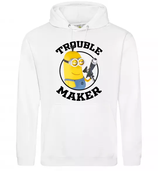Чоловіча толстовка (худі) Trouble maker minion Білий фото