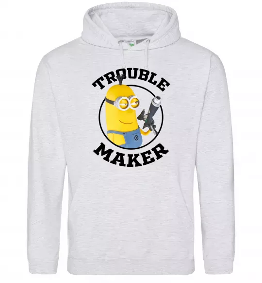Чоловіча толстовка (худі) Trouble maker minion Сірий меланж фото