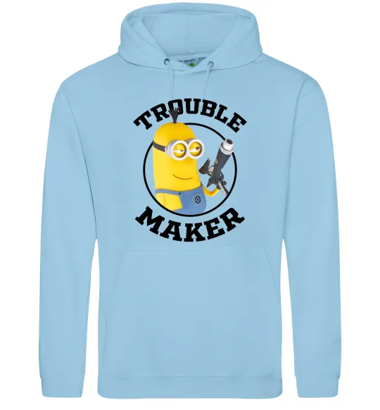 Мужская толстовка (худи) Trouble maker minion Голубой фото