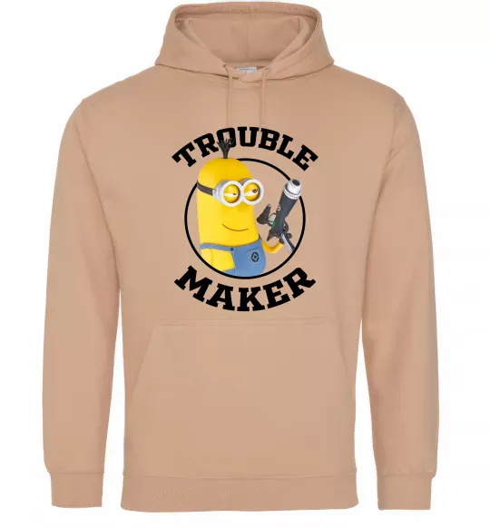 Женская толстовка (худи) Trouble maker minion Песочный фото