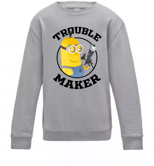 Дитячий світшот Trouble maker minion Сірий меланж фото