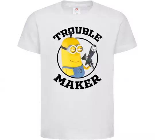 Дитяча футболка Trouble maker minion Білий фото
