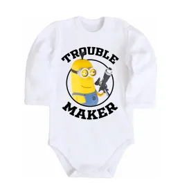 Детский боди Trouble maker minion Белый фото