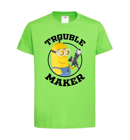 Дитяча футболка Trouble maker minion Лаймовий фото