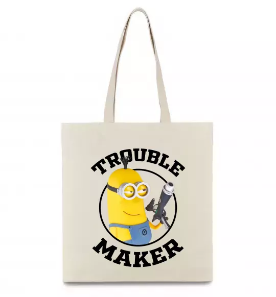 Еко-сумка Trouble maker minion Бежевий фото
