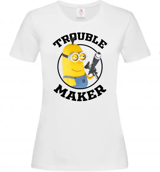 Жіноча футболка Trouble maker minion Білий фото