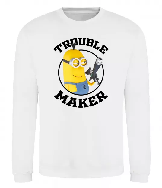 Світшот Trouble maker minion Білий фото