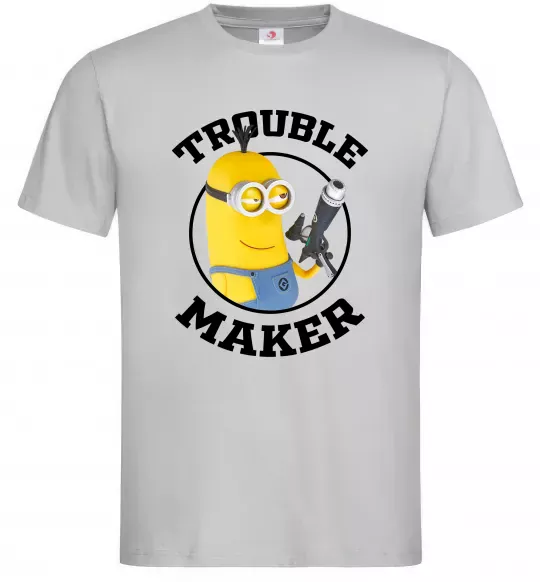 Чоловіча футболка Trouble maker minion Сірий фото