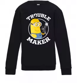 Детский Свитшот Trouble maker minion Черный фото