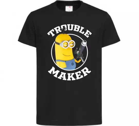 Дитяча футболка Trouble maker minion Чорний фото
