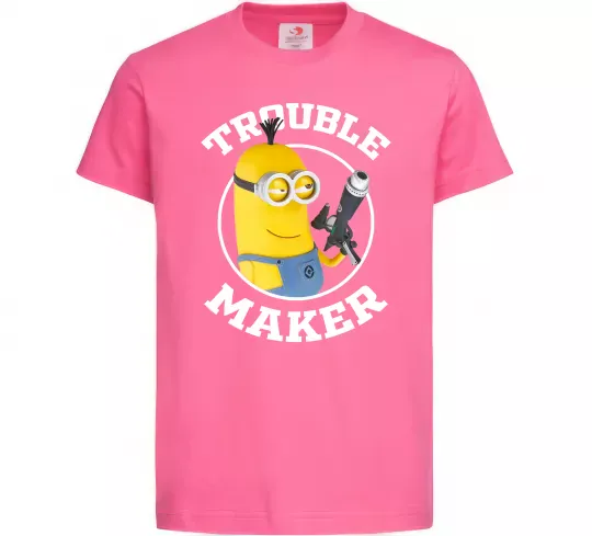 Дитяча футболка Trouble maker minion Яскраво-рожевий фото