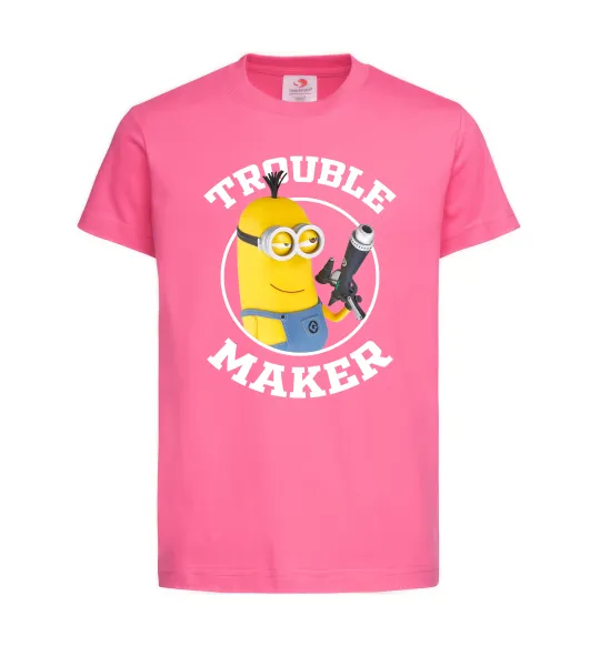 Дитяча футболка Trouble maker minion Яскраво-рожевий фото