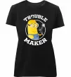 Женская премиум футболка Trouble maker minion Черный фото