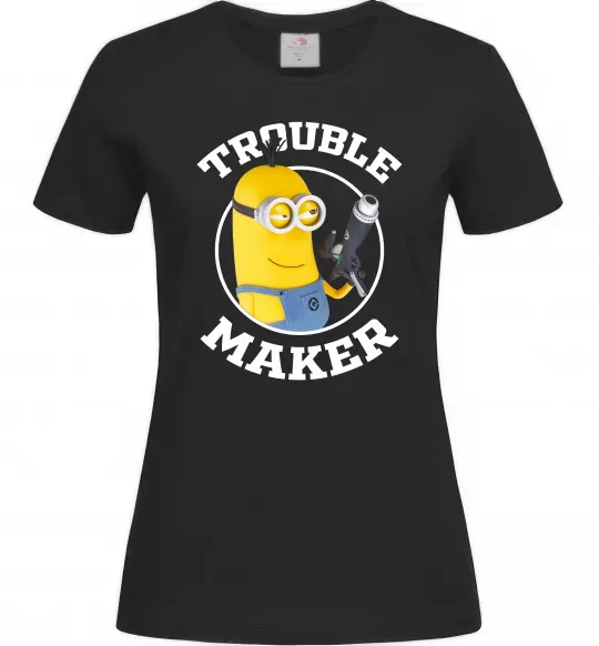Жіноча футболка Trouble maker minion Чорний фото