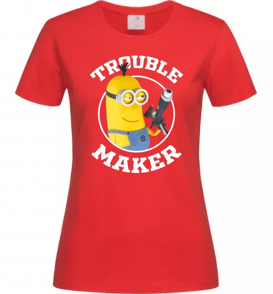 Жіноча футболка Trouble maker minion Червоний фото