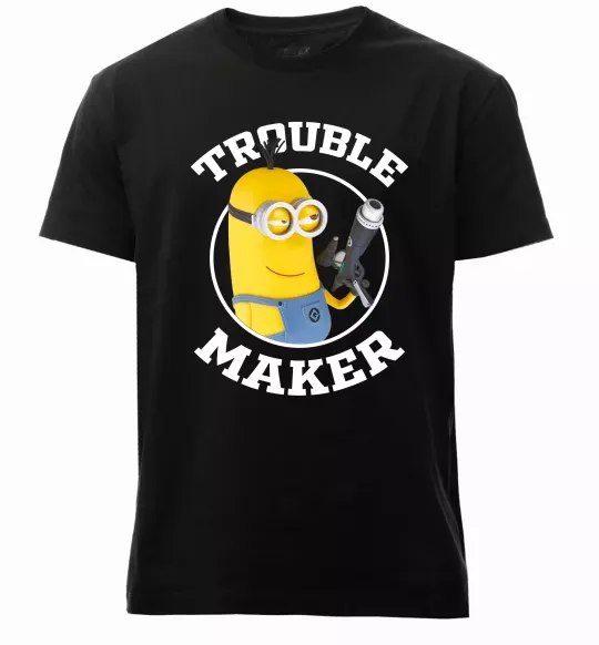Чоловіча преміум футболка Trouble maker minion Чорний фото