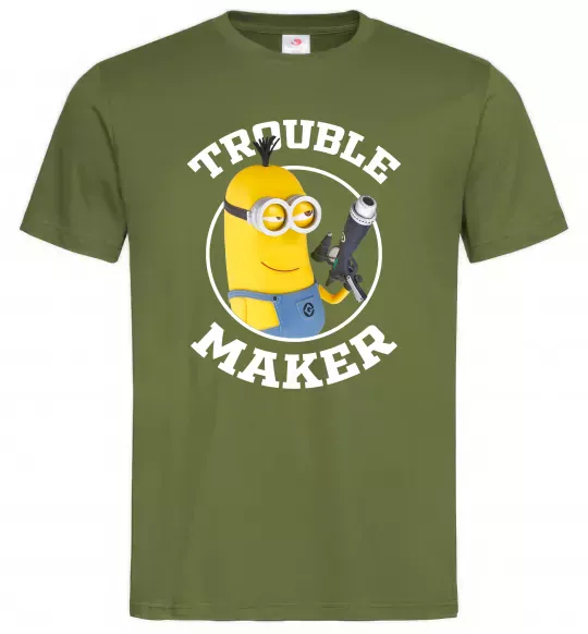 Чоловіча футболка Trouble maker minion Оливковий фото