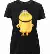 Жіноча преміум футболка Міньйон спиною Чорний фото