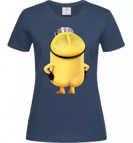 Жіноча футболка Міньйон спиною Темно-синій фото